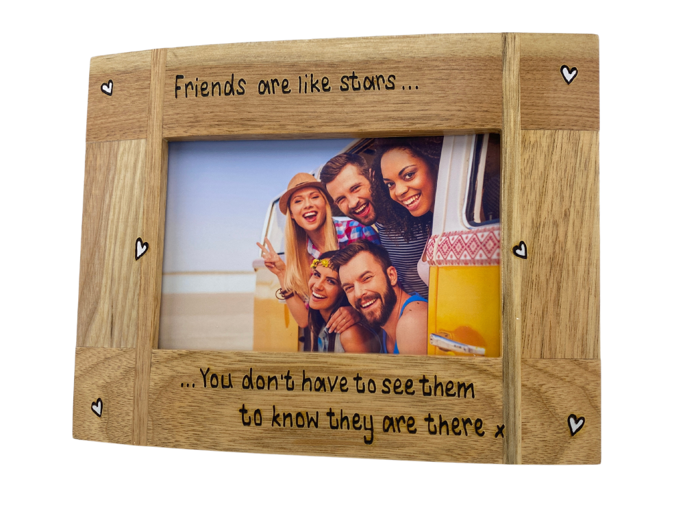 Friends Are Like Stars - Personalised Solid Oak Wood Photo Frame