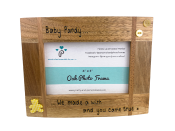 We Made a Wish... - New Baby Personalised Solid Oak Wood Photo Frame