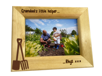 Gardening with Grandad - Personalised Solid Wood Photo Frame