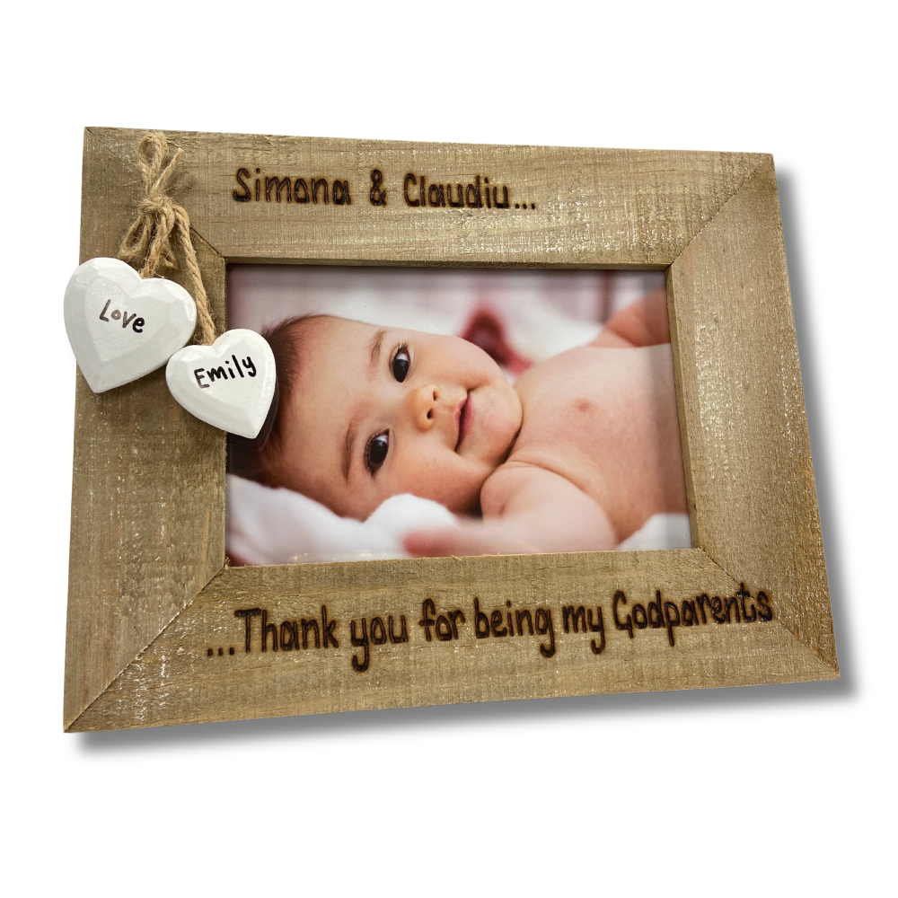 Thank You For Being My Godmother / Godfather / Godparent - Personalised Driftwood Photo Frame