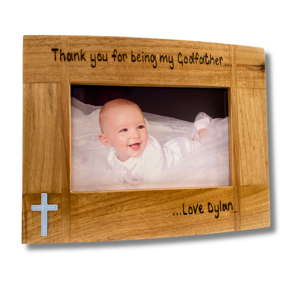 Thank You For Being My - Godparent / Godfather / Godmother  - Personalised Solid Oak Wood Photo Frame