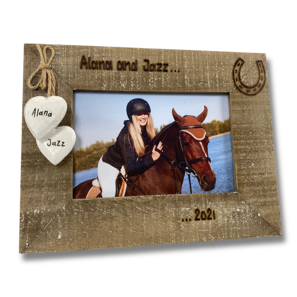 Horse Names / Date - Personalised Driftwood Photo Frame