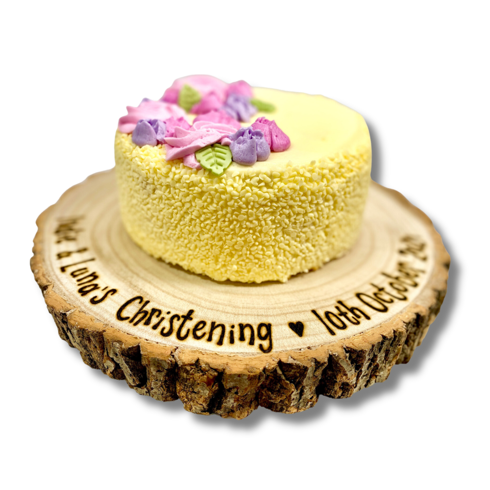 Personalised Cake Stand | Large Rustic Wooden Log Slice