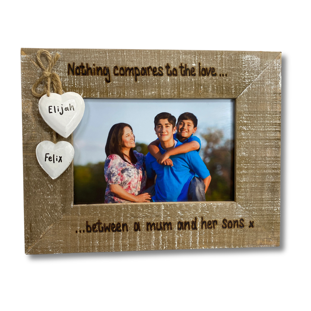 Nothing Compares To The Love Between A Mum And Her Son - Personalised Driftwood Photo Frame