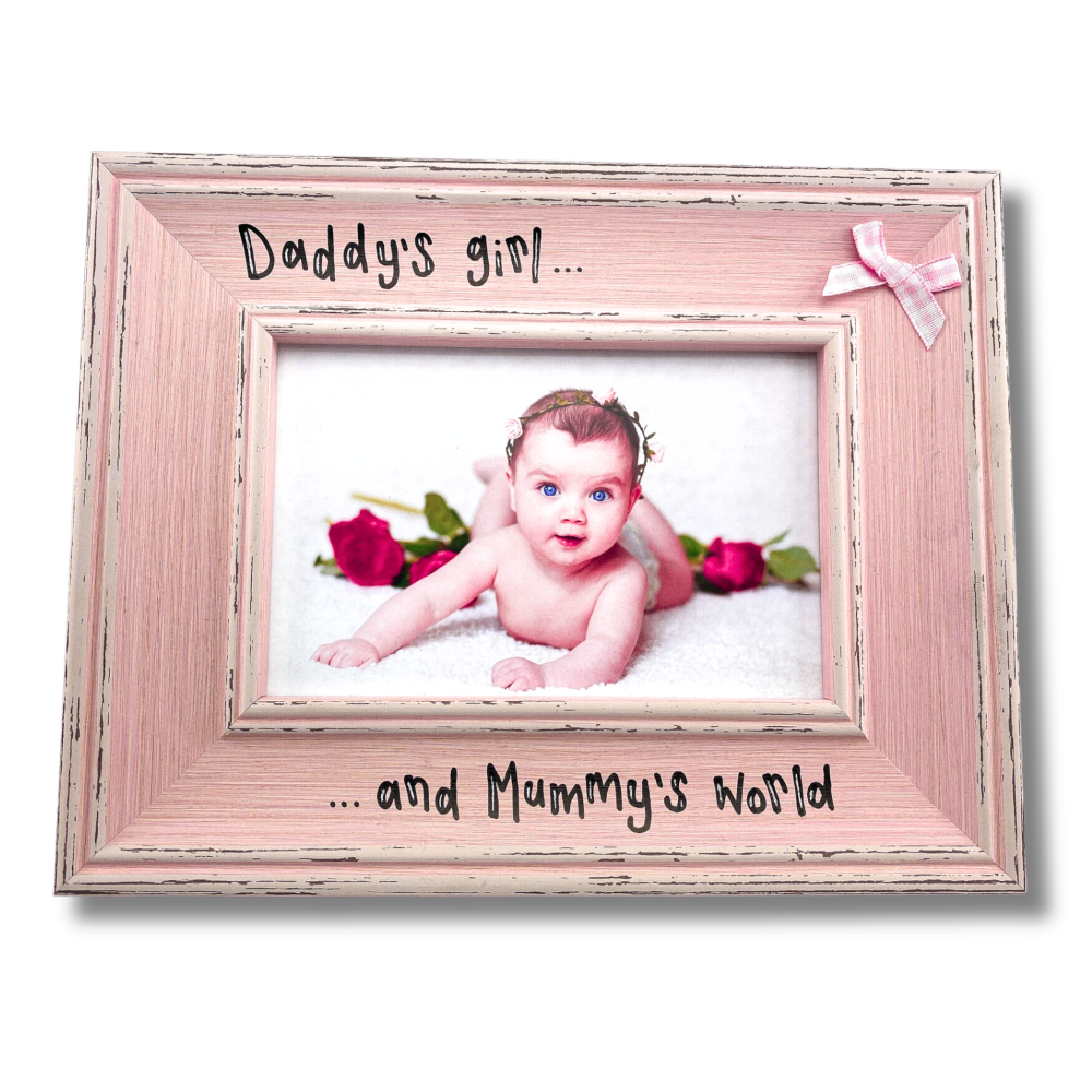 Daddy's Girl And Mummy's World -  Personalised Vintage Photo Frame 4 Colours