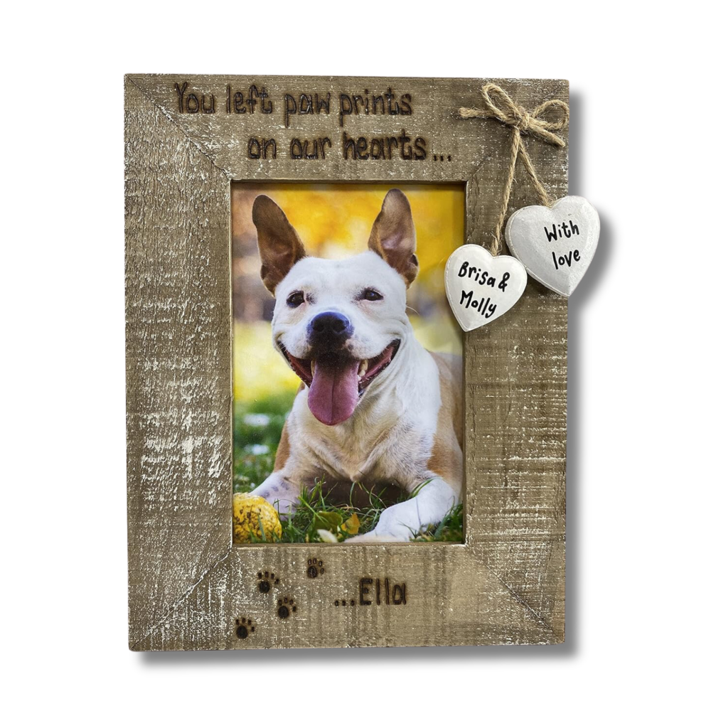 You Left Paw Prints On Our Hearts | In Memory | Dog, Cat - Personalised Driftwood Photo Frame