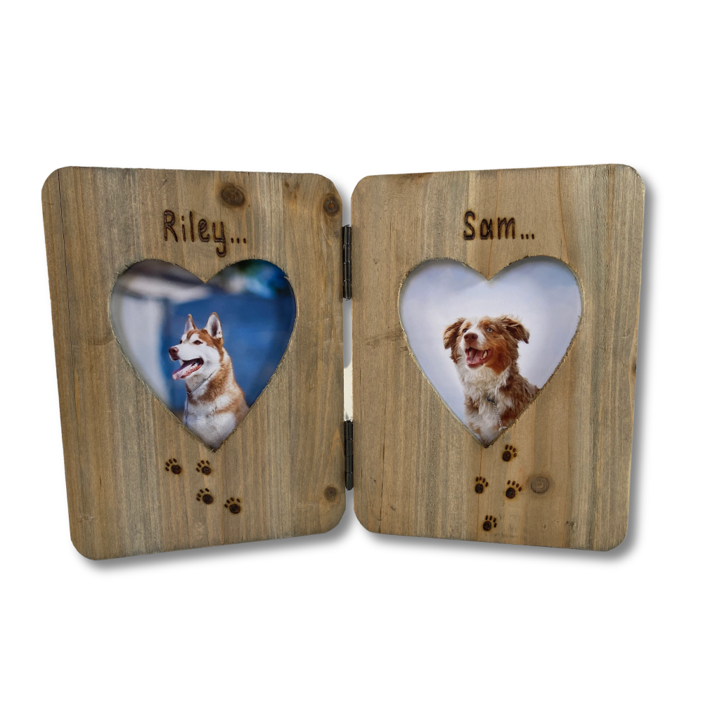 Dog / Cat - Personalised Double Driftwood Photo Frame 