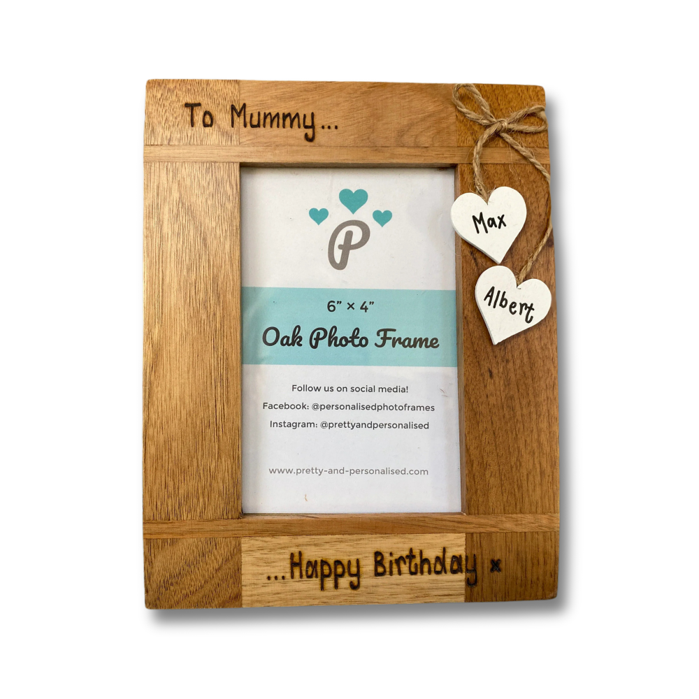 Happy Birthday - Personalised Solid Oak Wood Photo Frame