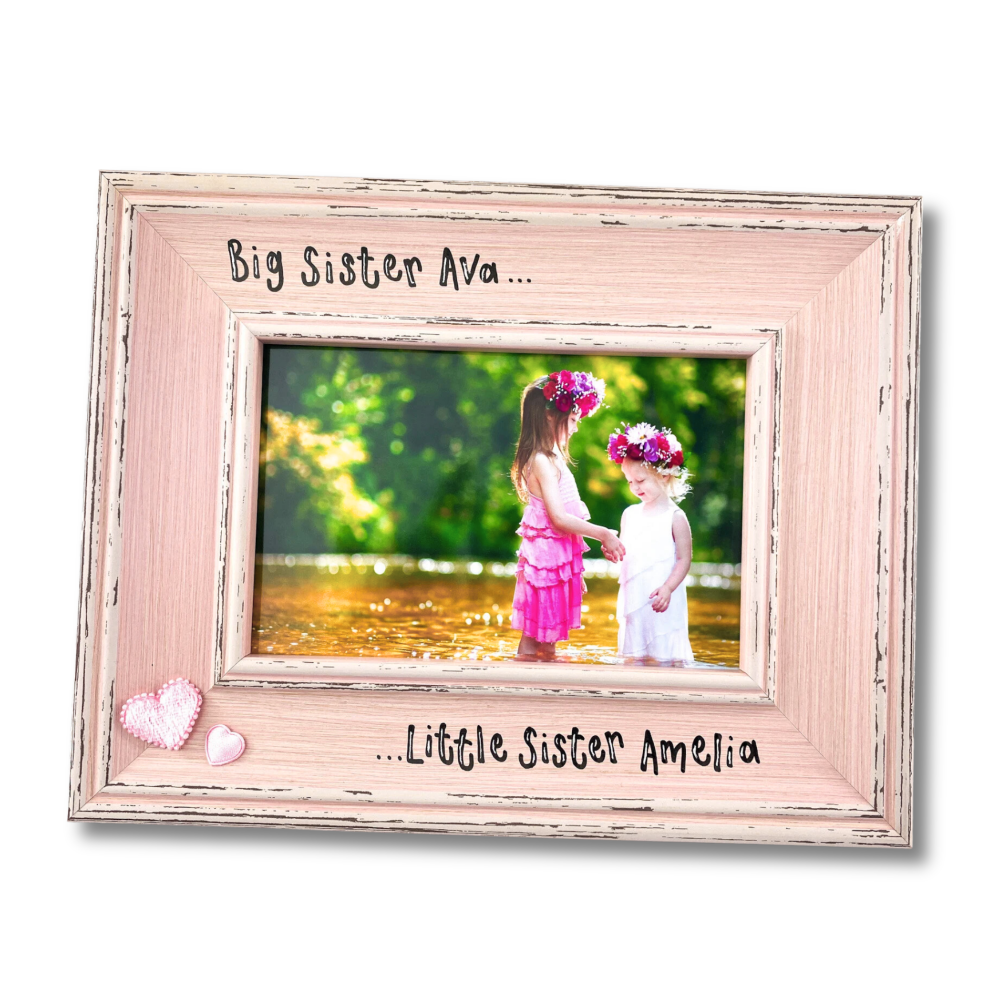Big Sister Little Sister -  Personalised Vintage Photo Frame 4 Colours