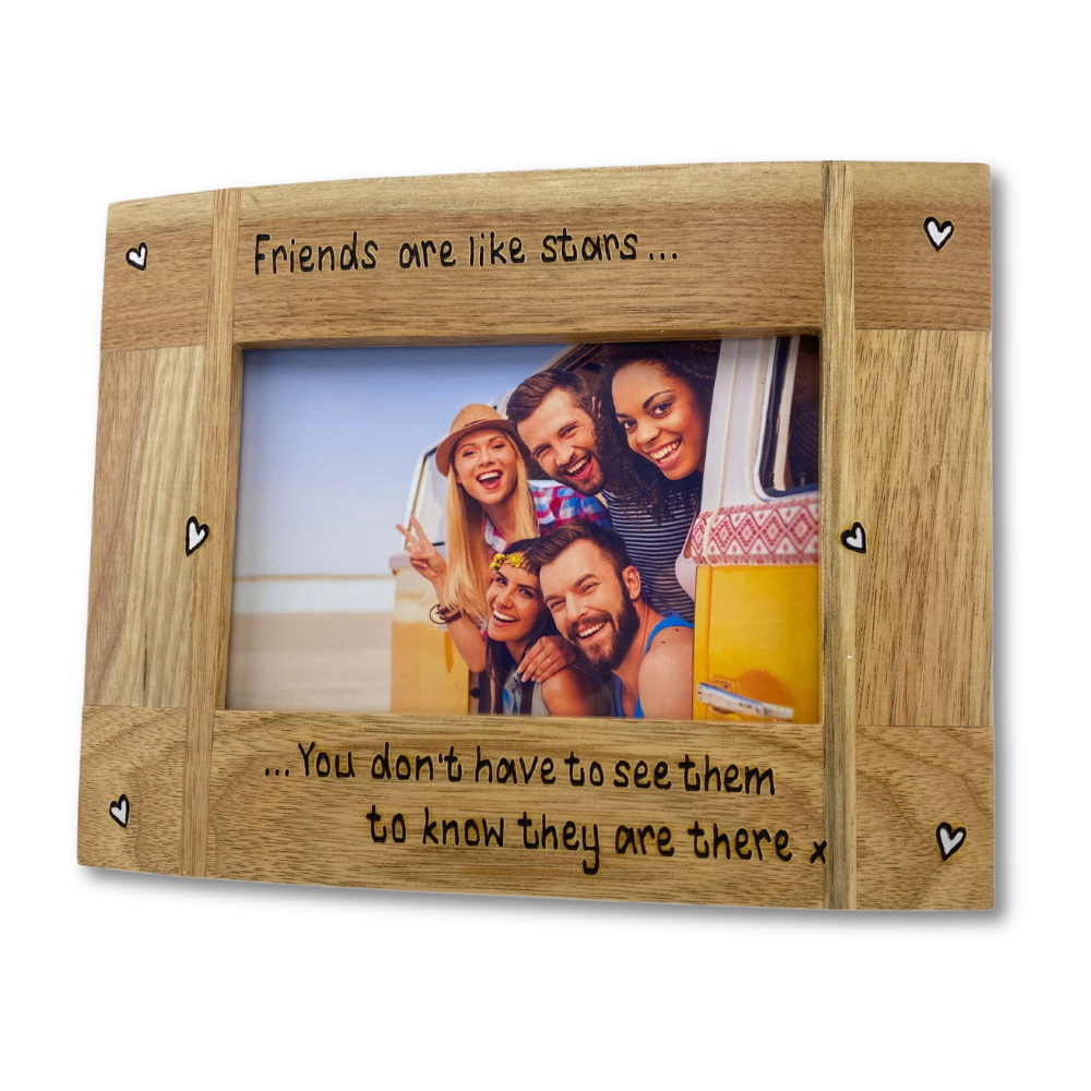 Friends Are Like Stars - Personalised Solid Oak Wood Photo Frame