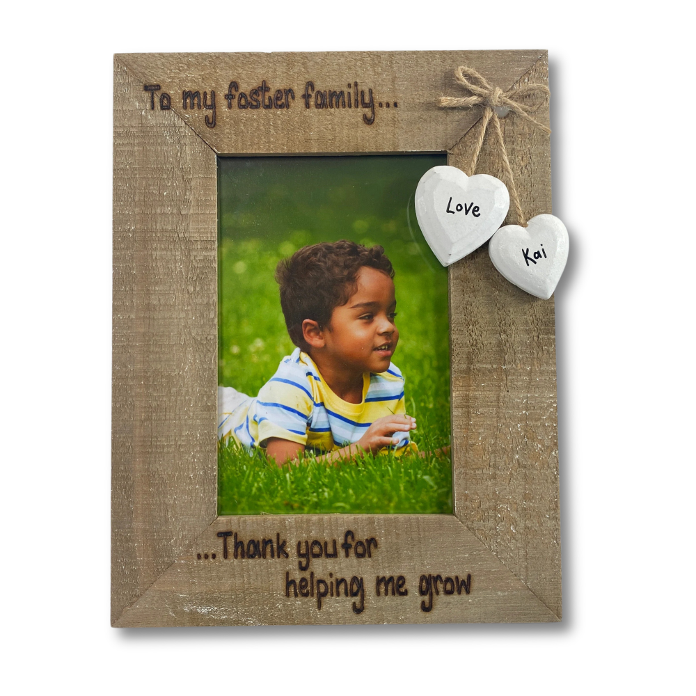 Foster Family / Thank You For Helping Me Grow - Personalised Driftwood Photo Frame