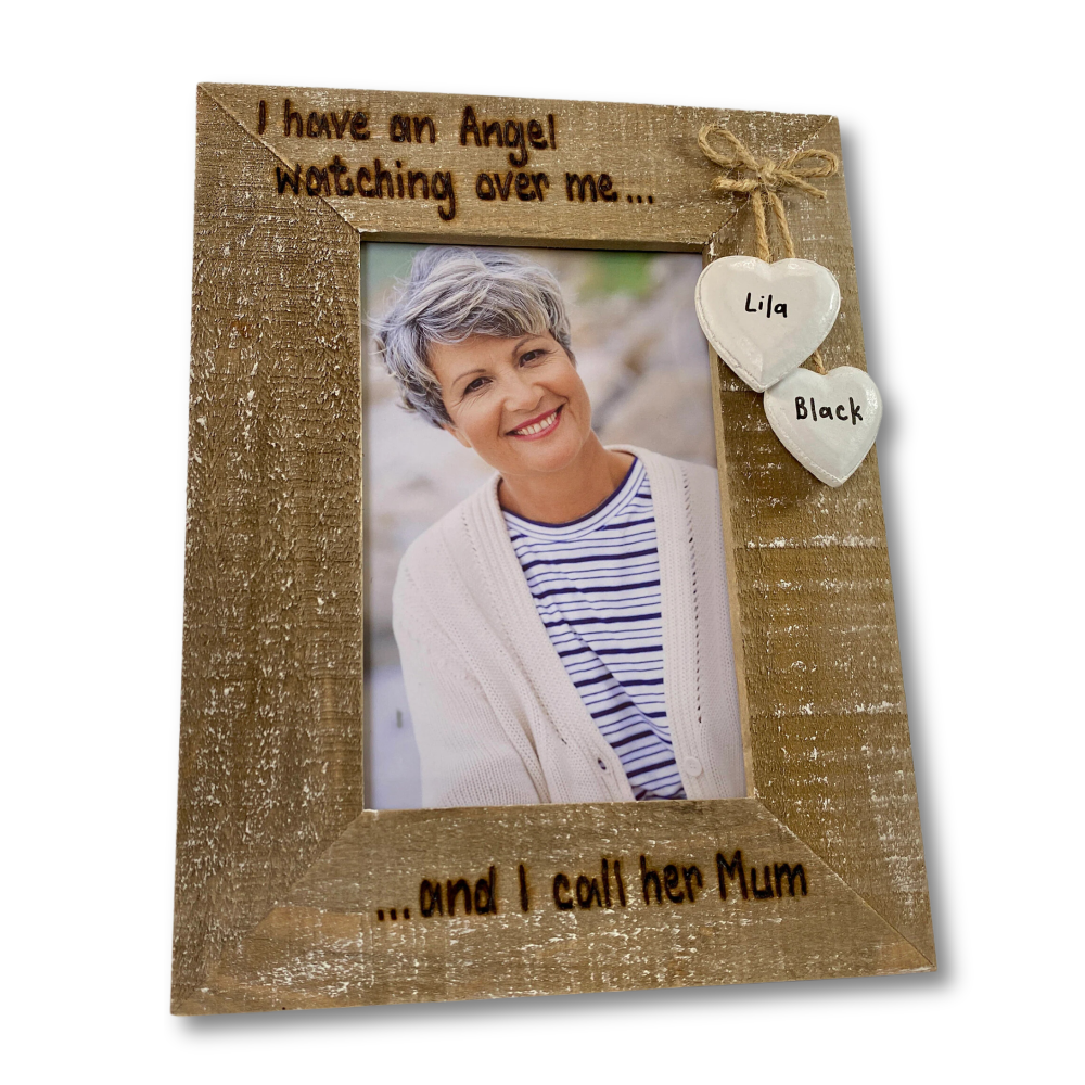 'Angel Watching Over Me' - Personalised Driftwood Photo Frame