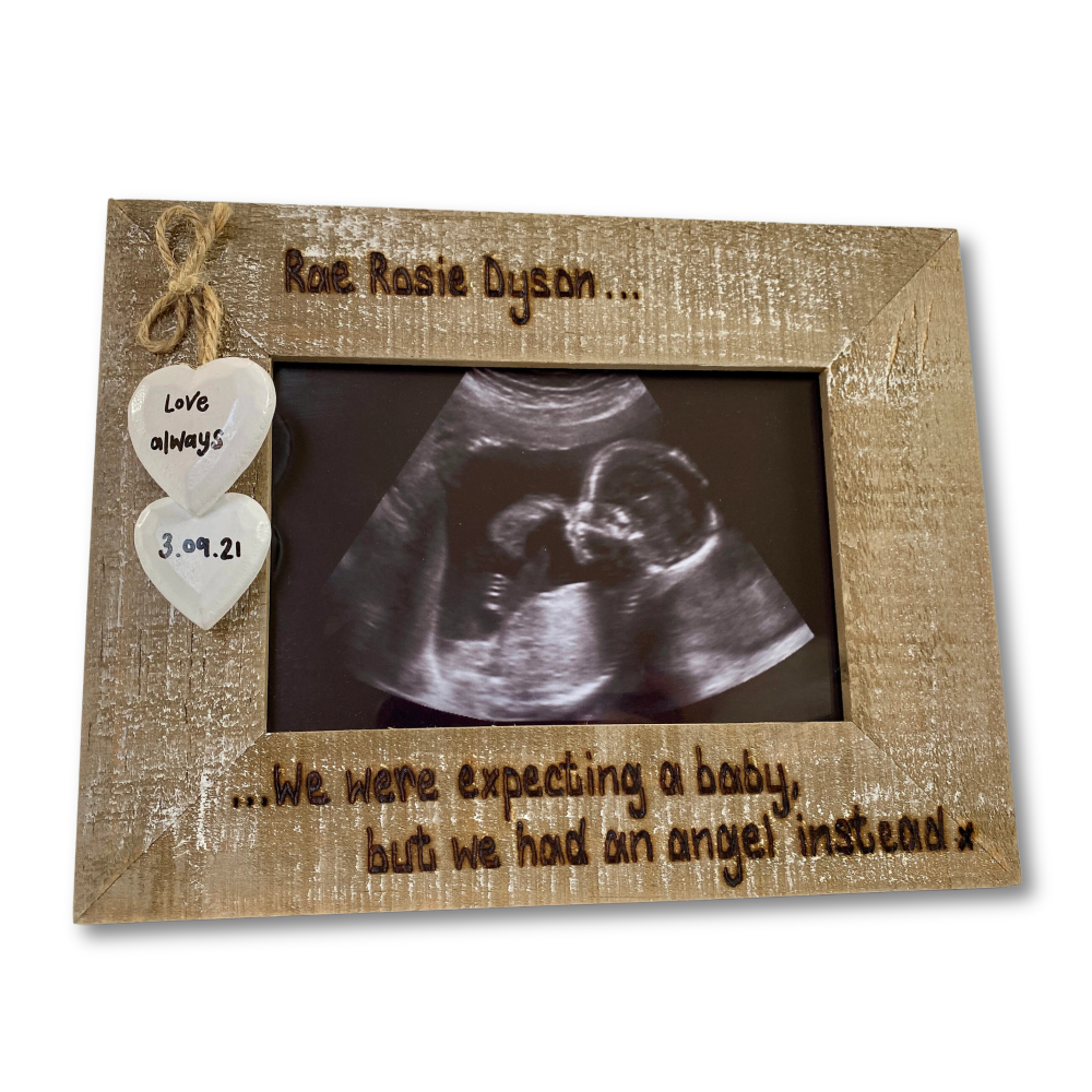 We Were Expecting A Baby, But We Had An Angel Instead x / Miscarriage  - Memorial Personalised Driftwood Photo Frame