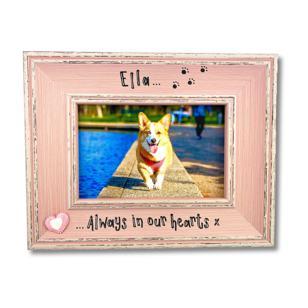 Dog Cat Memorial Always In Heart - Personalised Vintage Photo Frame 4 Colours