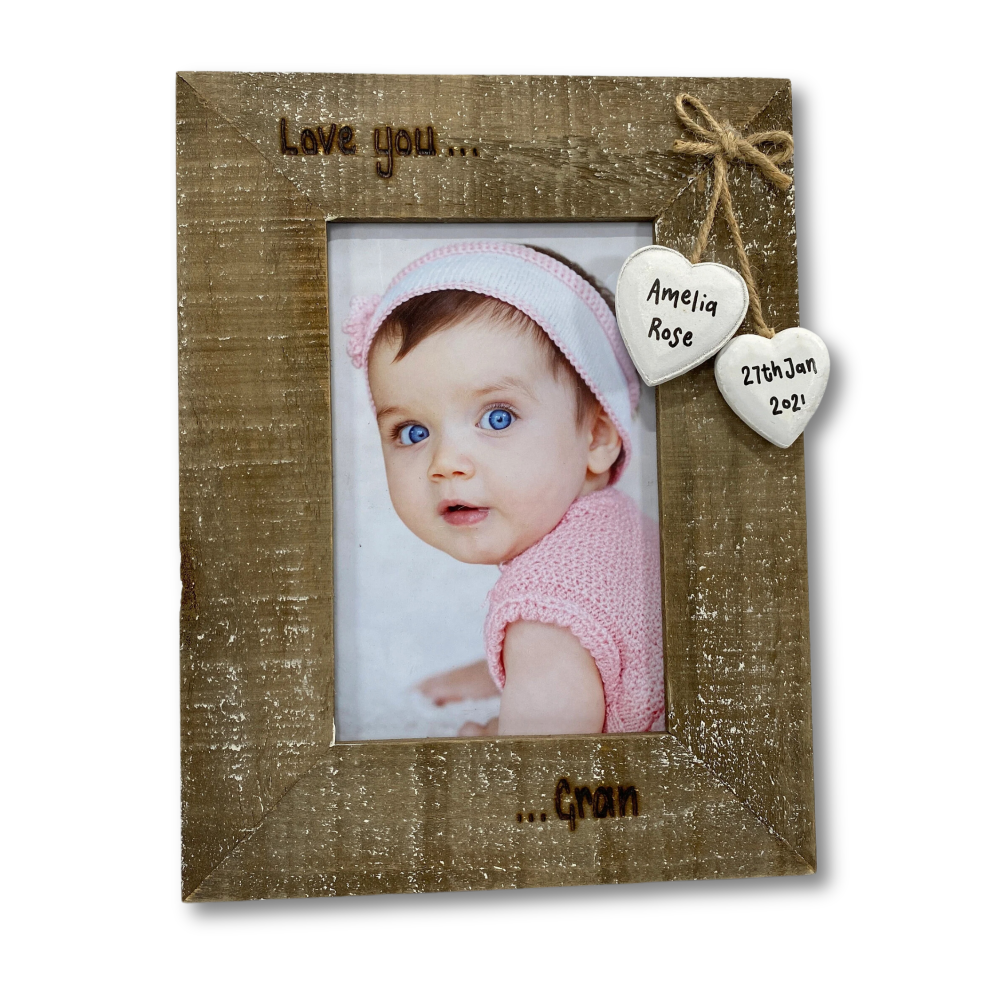 Love You Nan / Gran / Grandma / Grandad - Personalised Driftwood Photo Frame