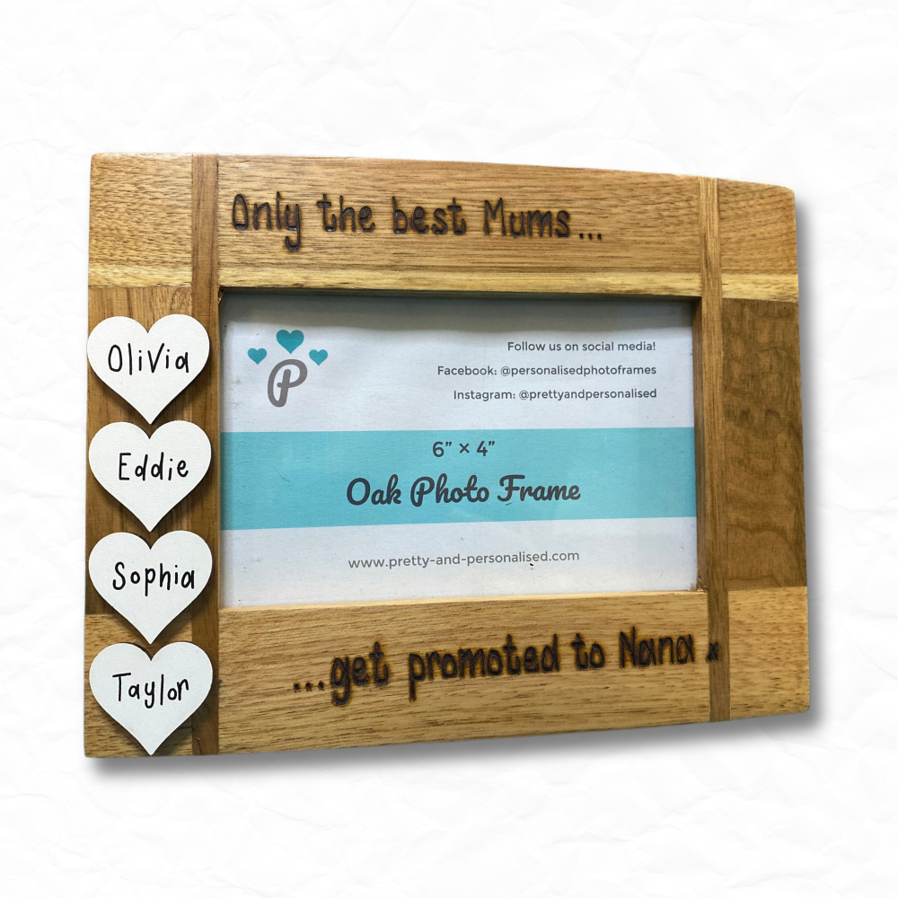 Only the Best Mums/Dads Get Promoted to Nan/Grandma/Grandad - Personalised Solid Oak Wood Photo Frame