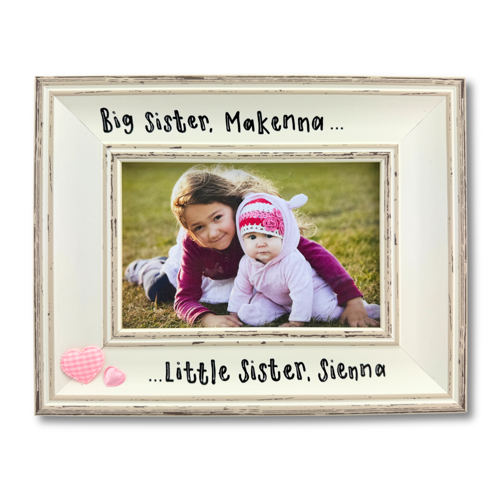 Big Sister Little Sister -  Personalised Vintage Photo Frame 4 Colours