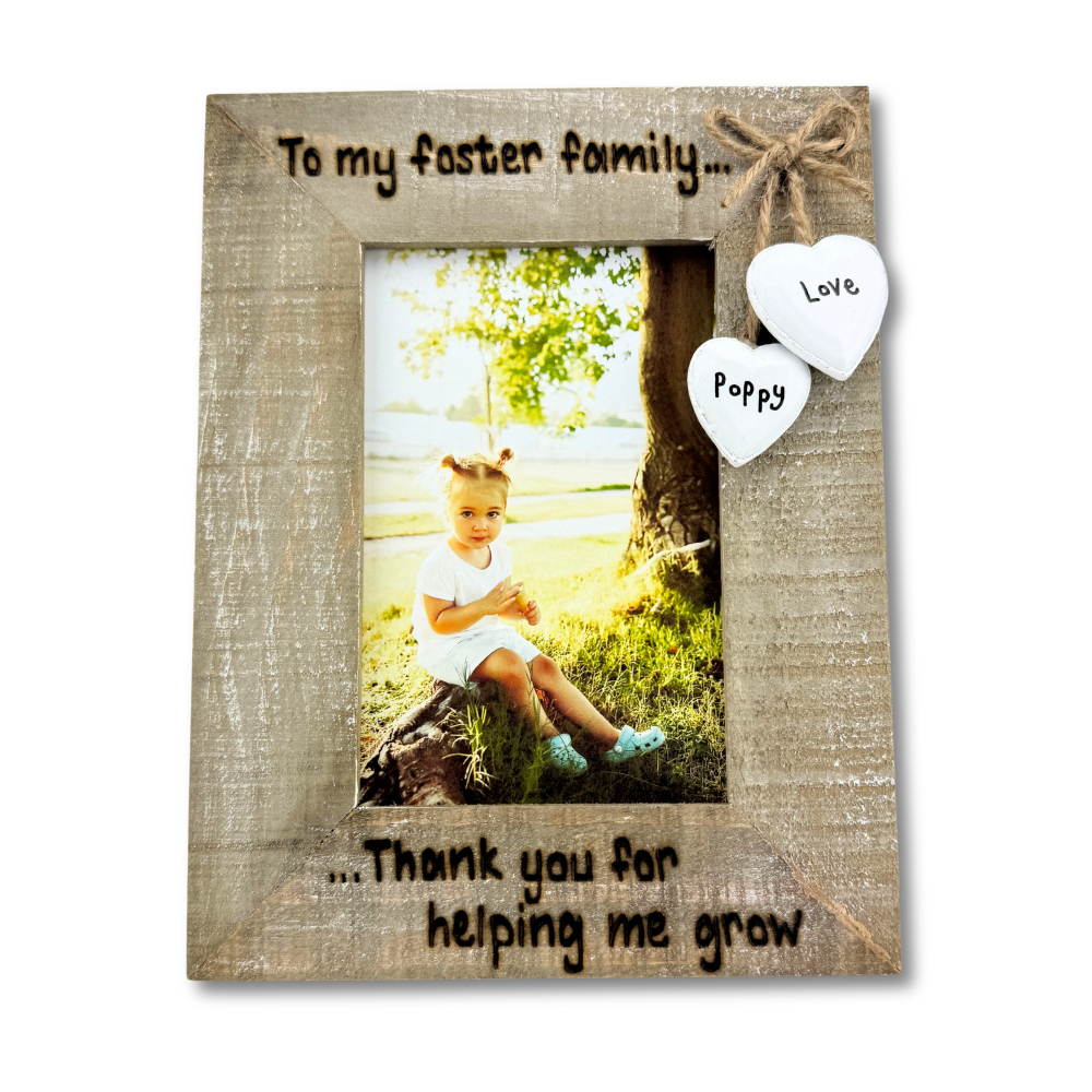 Foster Family / Thank You For Helping Me Grow - Personalised Driftwood Photo Frame
