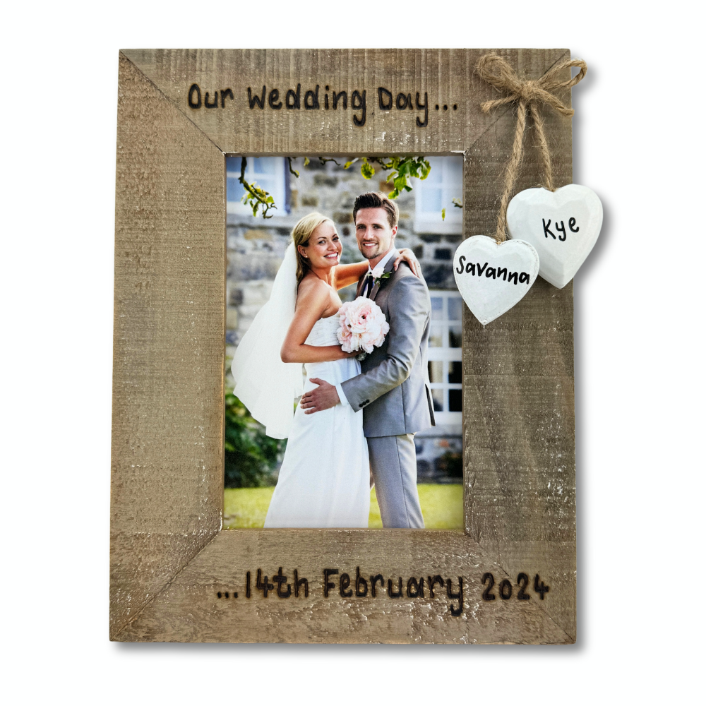 Wedding Day - Personalised Driftwood Photo Frame