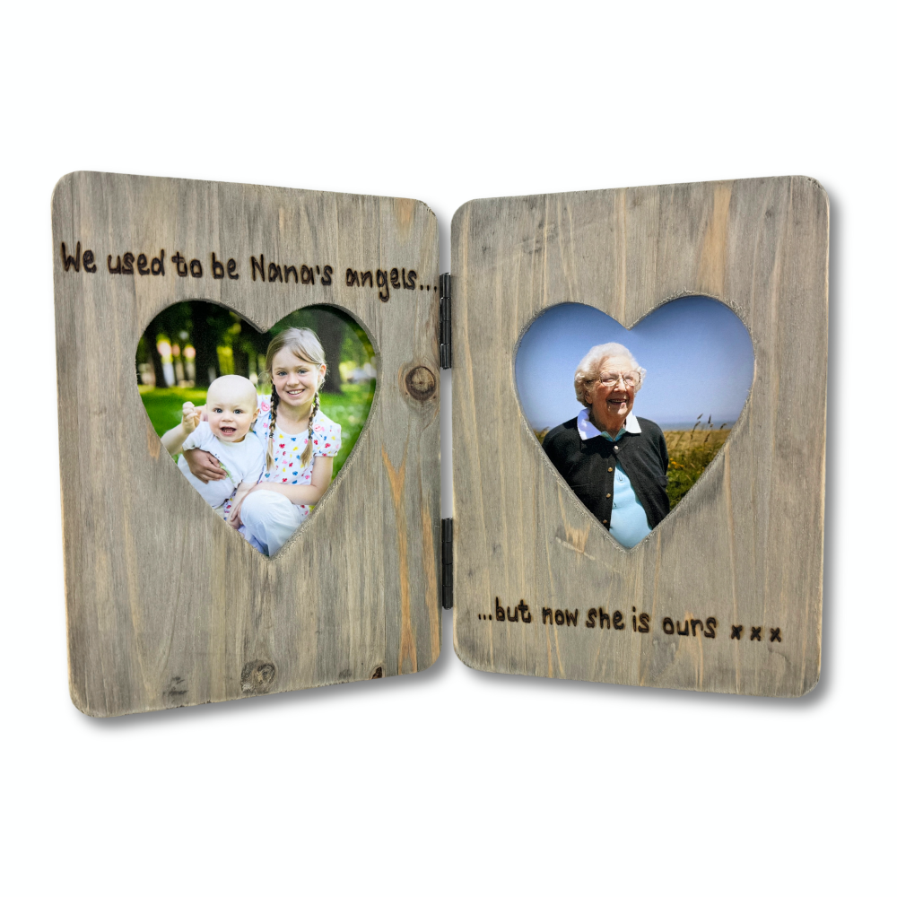 Memorial Angel - Personalised Double Driftwood Photo Frame
