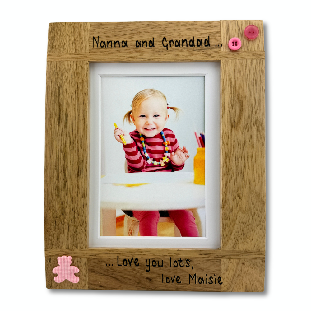 Nanny & Grandad  - Personalised Solid Oak Wood Photo Frame