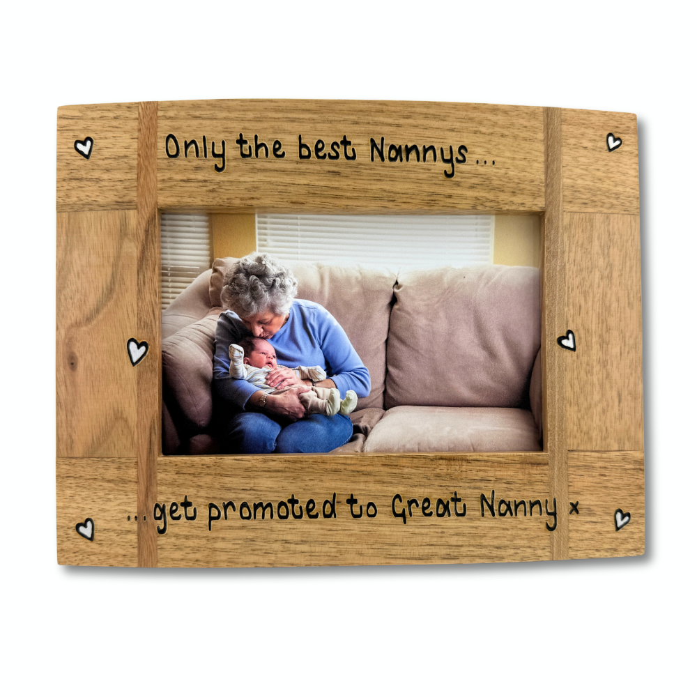 Only The Best Grandparents Get Promoted To Great Grandparents - Personalised Solid Oak Wood Photo Frame