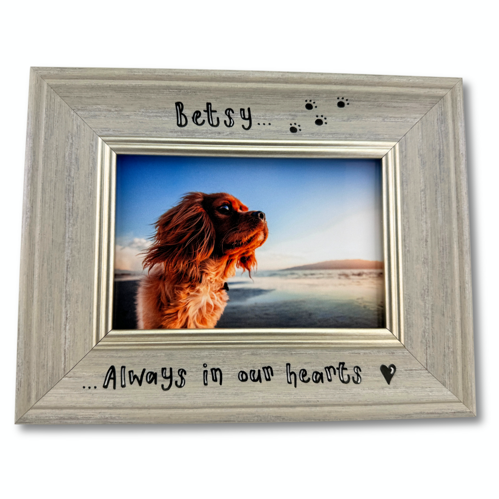 Dog Cat Memorial Always In Heart - Personalised Vintage Photo Frame 4 Colou