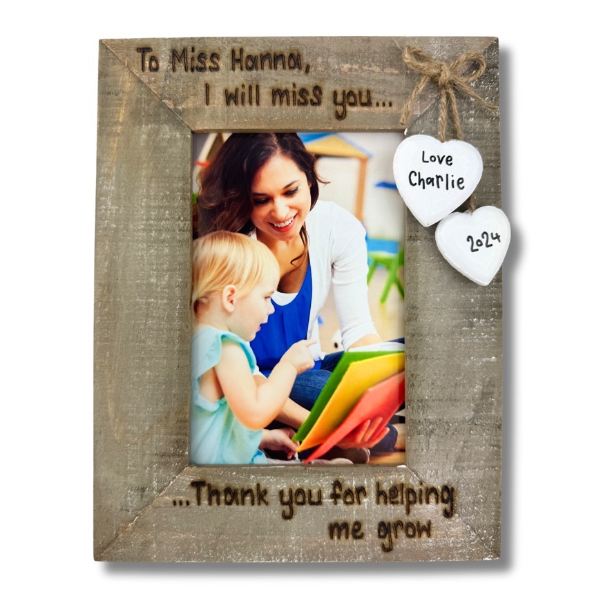 Thank You For Helping Me Grow - Teacher / Childminder - Personalised Driftwood Photo Frame