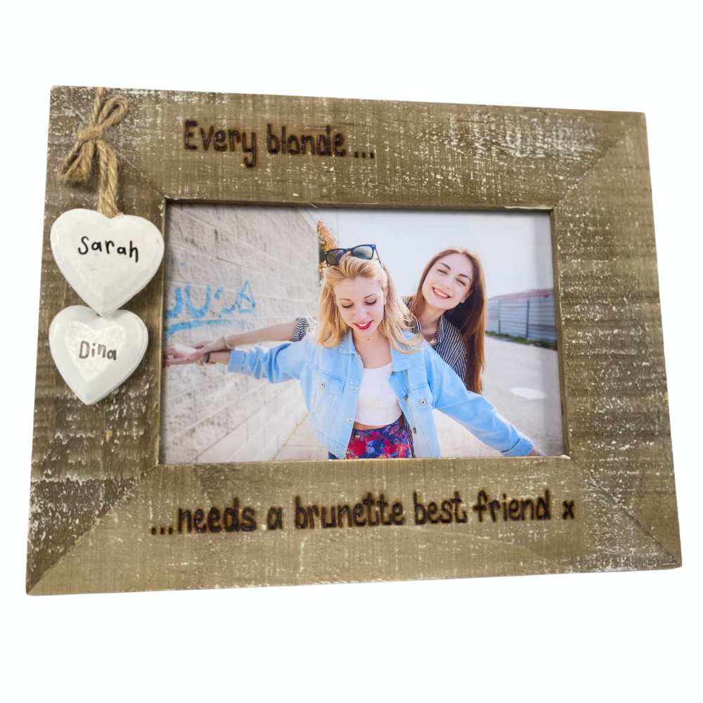 Blonde and Brunette -  Personalised Driftwood Photo Frame