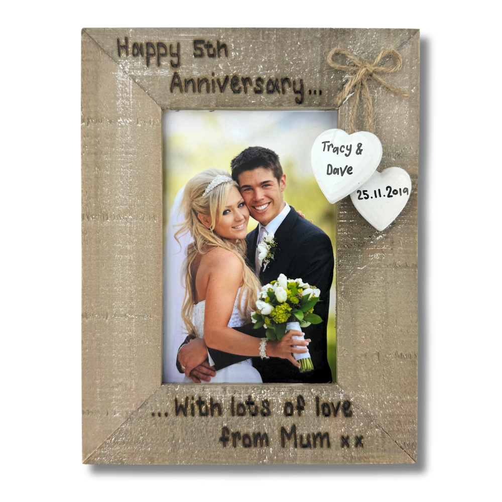 5th Wedding Anniversary | Personalised Driftwood Photo Frame