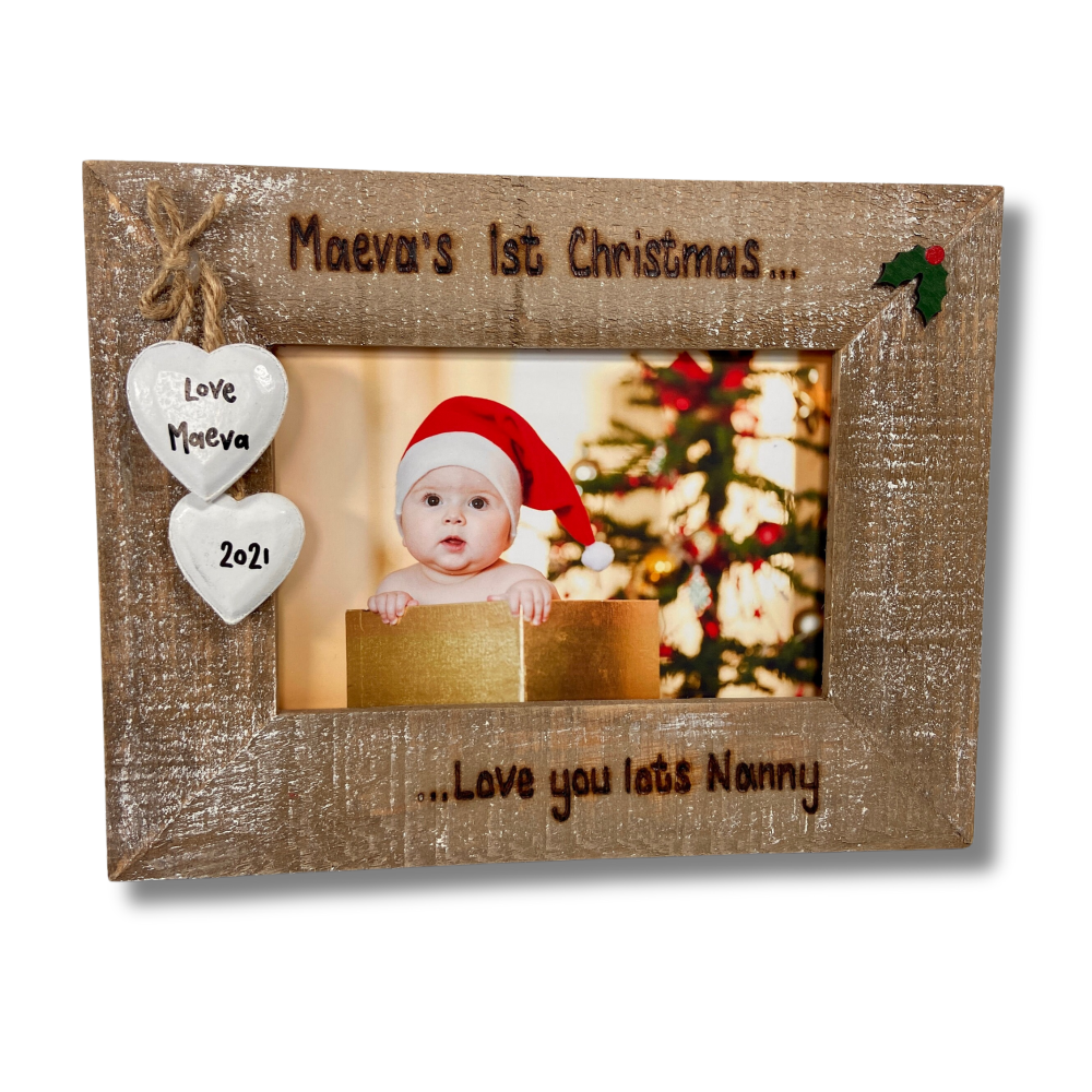 Baby's First Christmas  - Personalised Driftwood Photo Frame