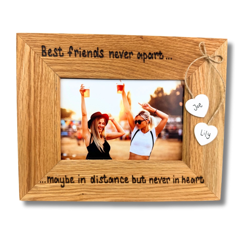 Best / True Friends Never Apart - Personalised Solid Oak Wood Photo Frame