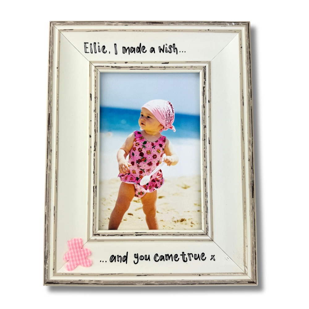 We Made A Wish - Baby Boy Girl Scan Personalised Vintage Photo Frame 4 Colours