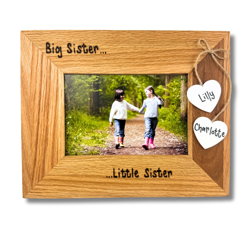 Big Brother Little Sister - Personalised Solid Oak Wood Photo Frame
