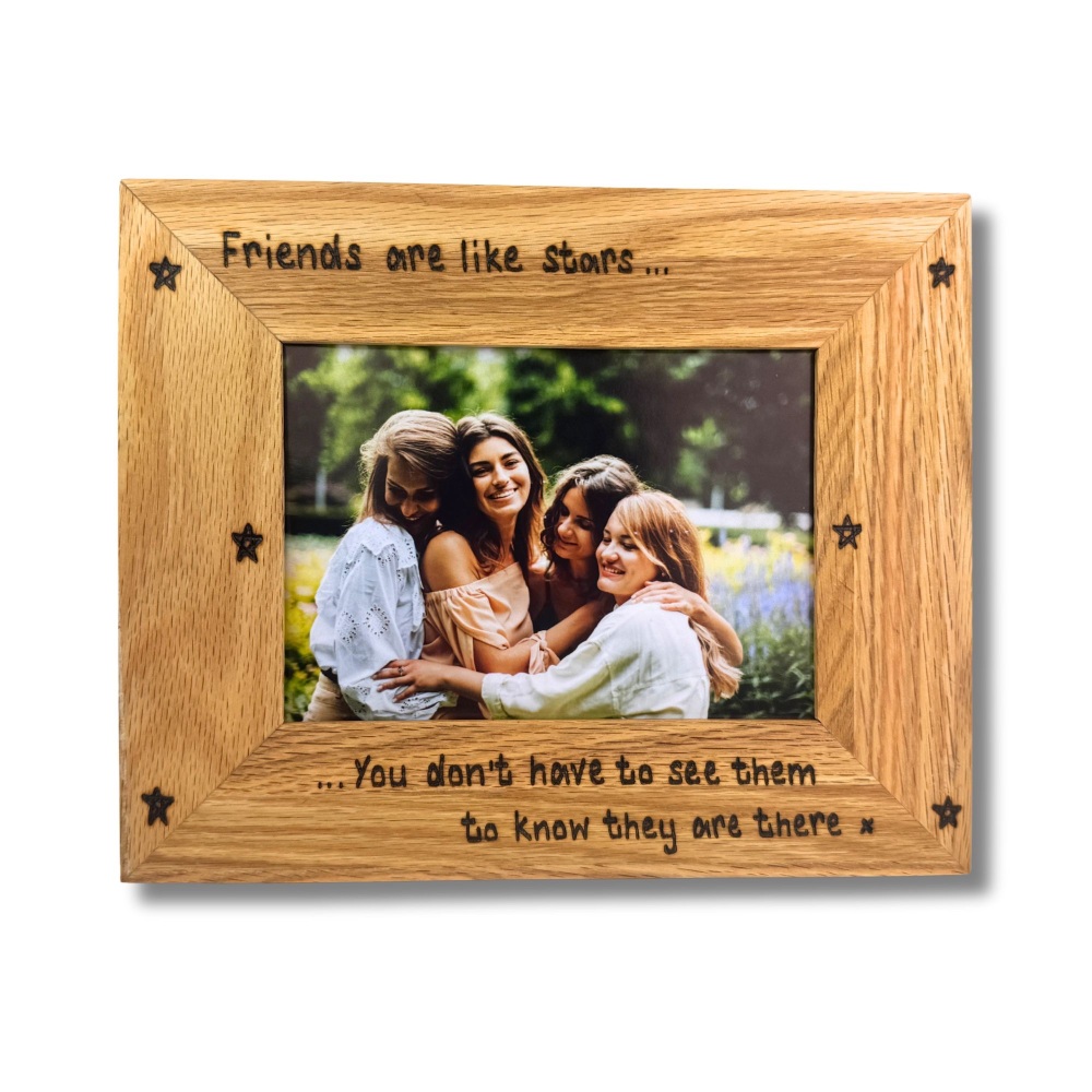 Friends Are Like Stars - Personalised Solid Oak Wood Photo Frame