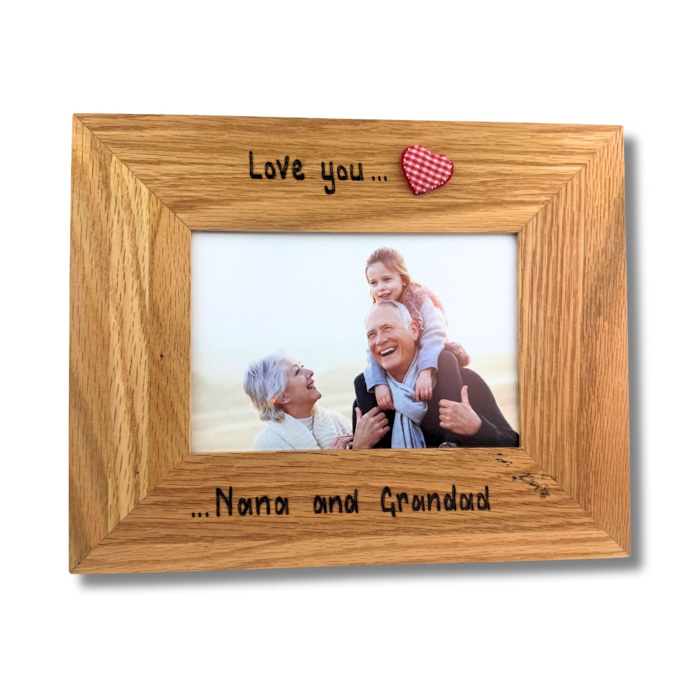 Love You... Nan and Grandad - Personalised Solid Oak Wood Photo Frame