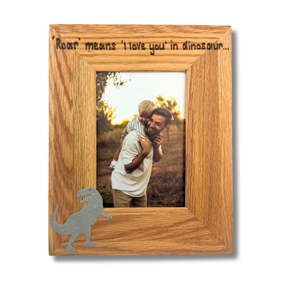 Dinosaur Birthday- Personalised Solid Oak Wood Photo Frame