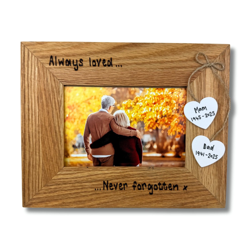 Always Loved, Never Forgotten x - Personalised Solid Oak Wood Photo Frame