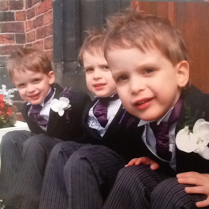 My 4 year old triplets on our wedding day