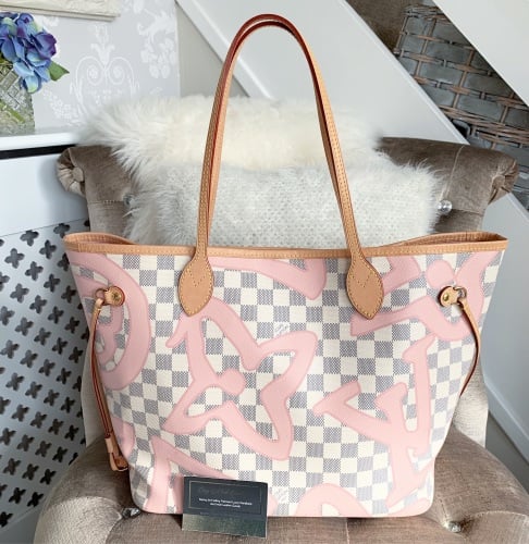 Louis Vuitton Damier Azur Rose Ballerine Tahitianne Neverfull MM