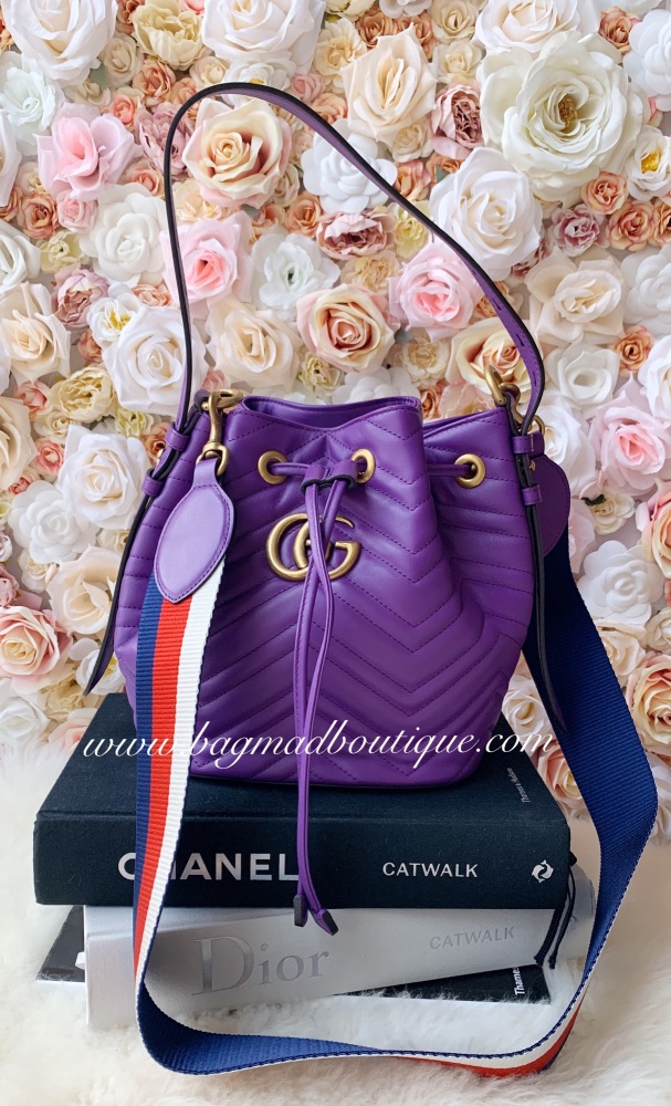 Gucci Purple Marmont Drawstring Bucket Bag