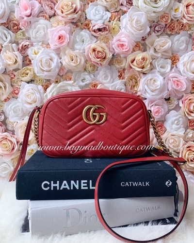 Gucci Hibicus Red Small Marmont Camera Bag