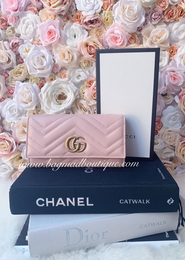 Gucci Pale Pink Marmont Large Long Wallet