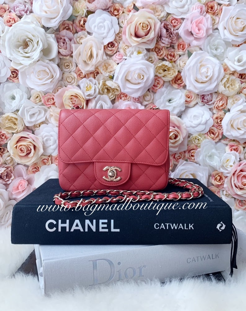 Chanel 17c LGHW Pink Caviar Square Mini