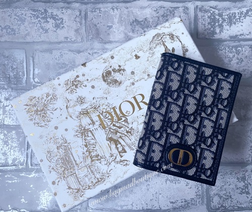 Christian Dior Navy Oblique Montaigne 30 Wallet