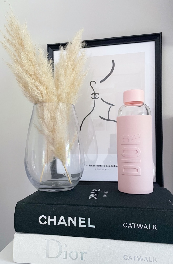 Christian Dior Pink Glass Water Bottle