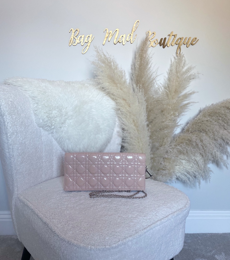 Christian Dior SHW Beige/ Pink Patent Cannage WOC