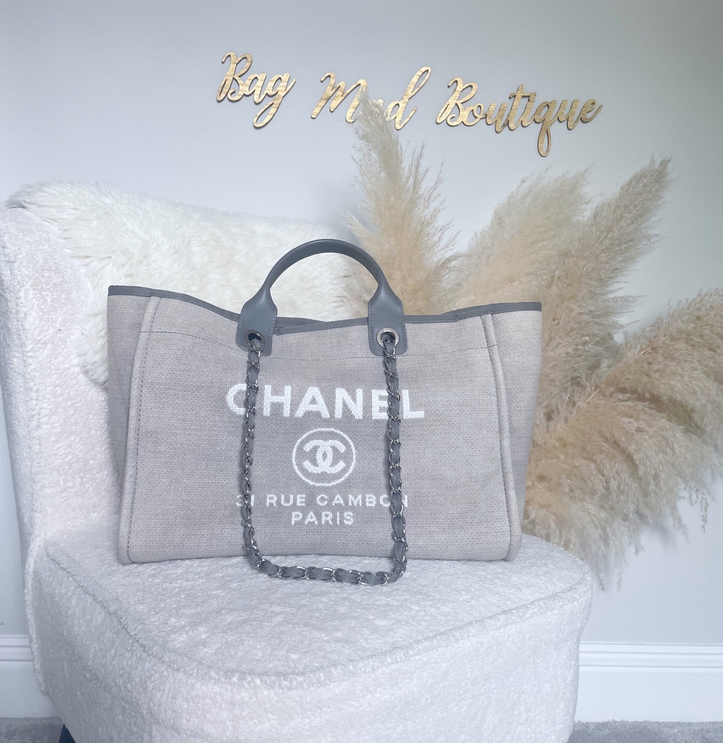 Deauville tote Chanel Grey in Cotton - 33862246