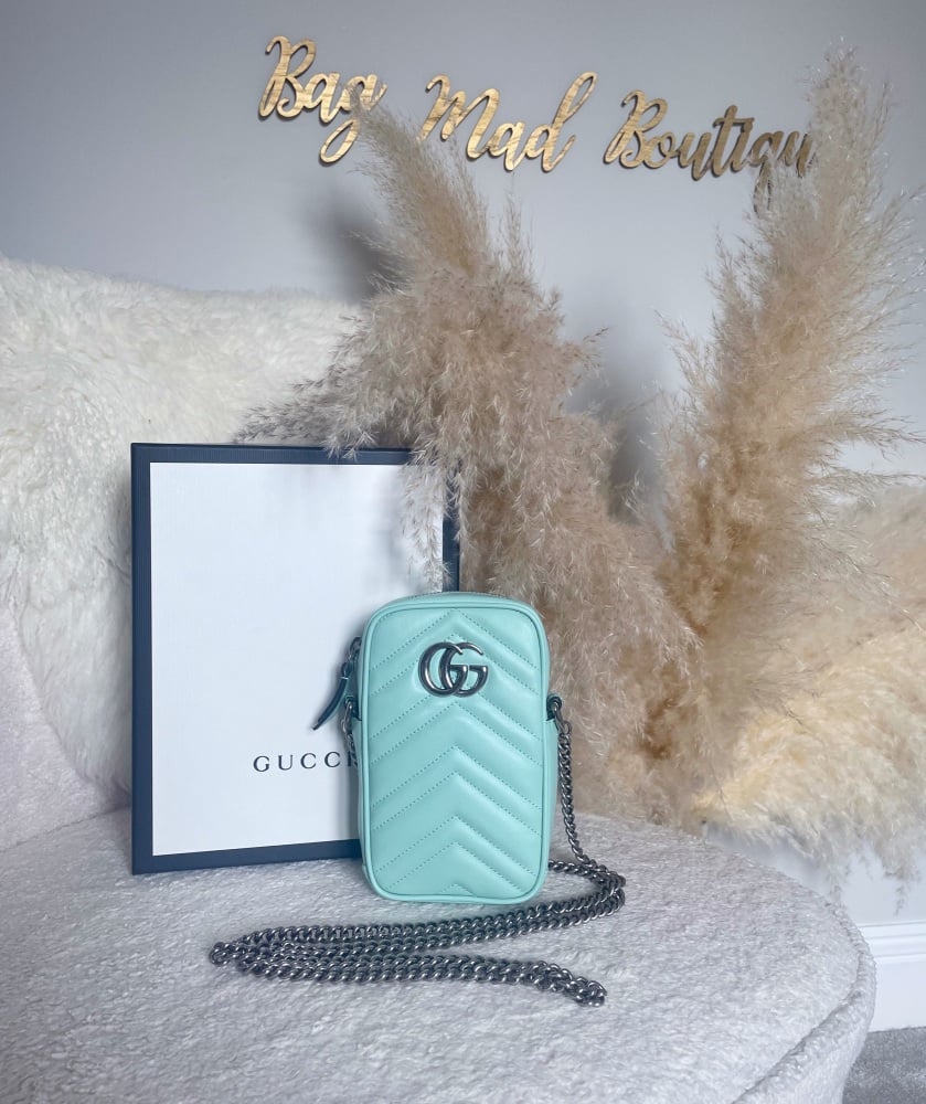 Gucci New Pastel Mint Marmont Crossbody Mini Bag