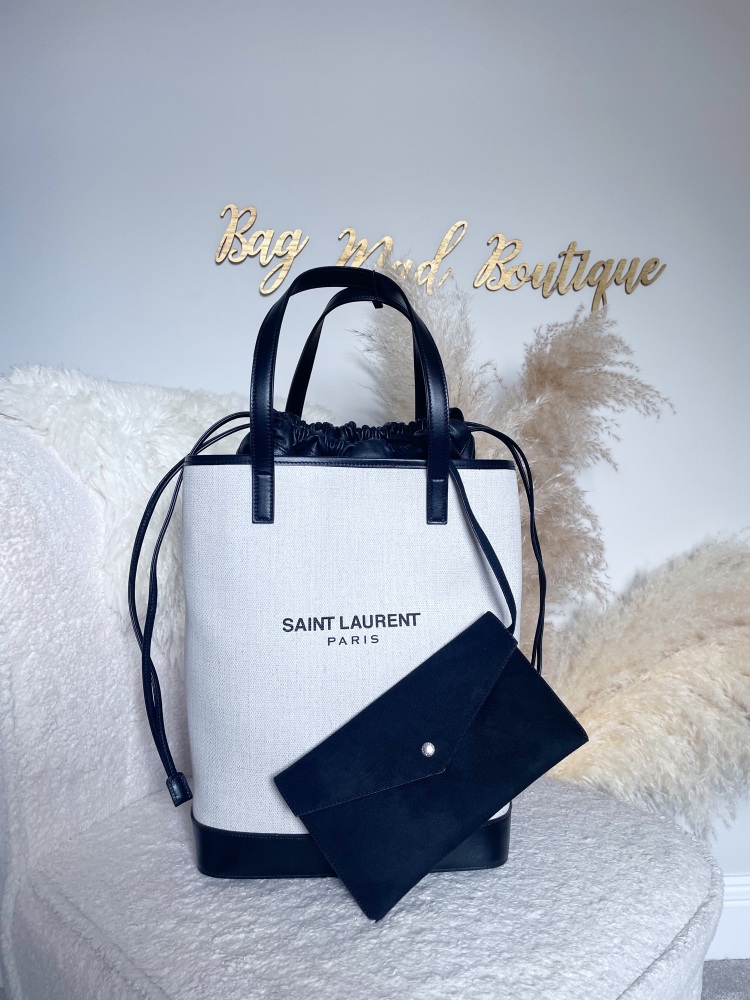 Saint Laurent YSL Grey Teddy Bag and Pouch